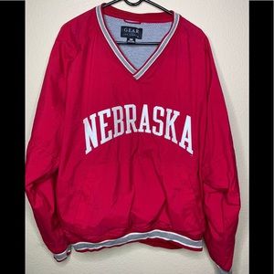 VINTAGE Nebraska Cornhuskers Pullover V-neck Red Adult Sweatshirt Size XXL